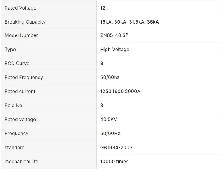 ZN85-40.5P Vacuum Circuit Breaker